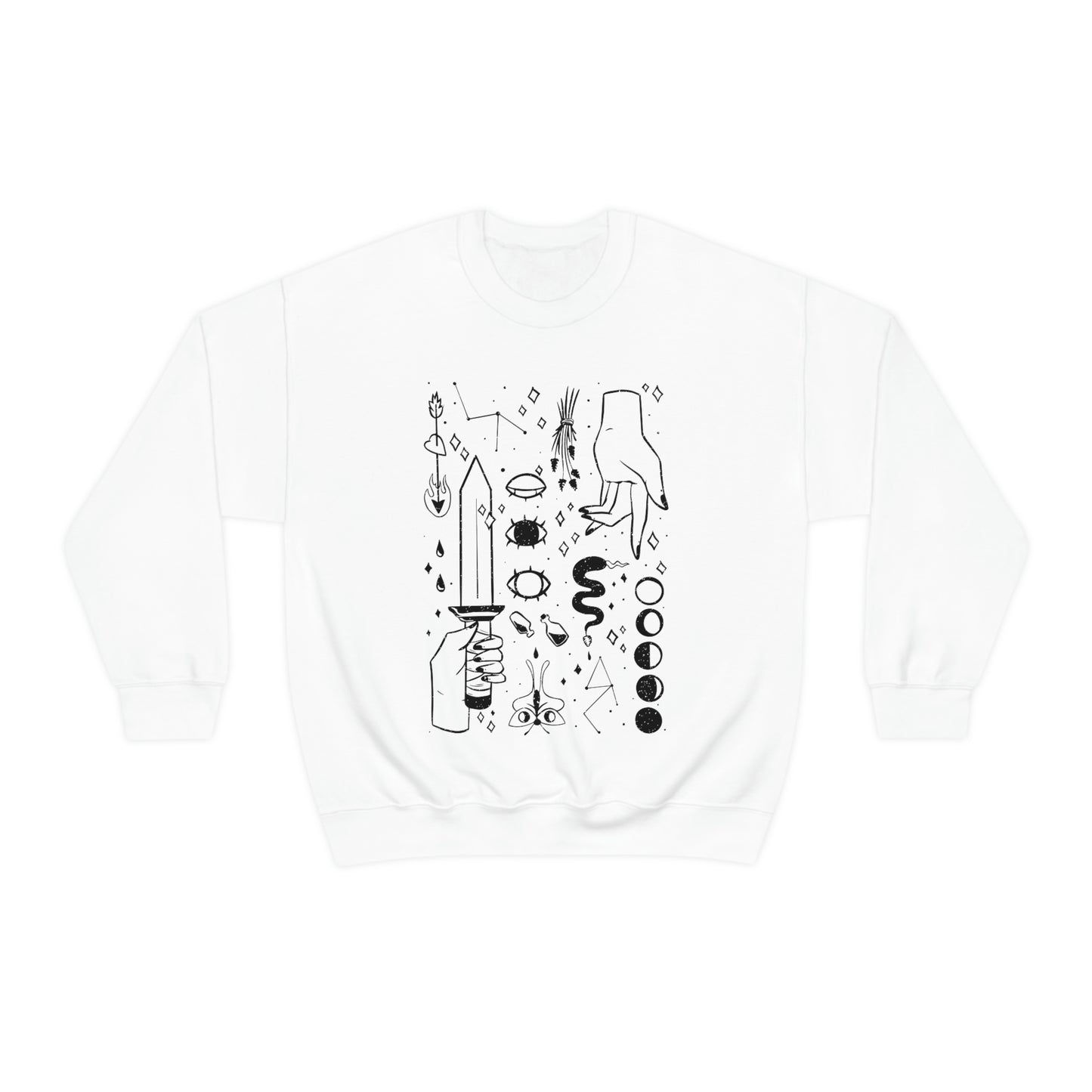 Magic Elements Line Art, Goth Aesthetic Sweatshirt