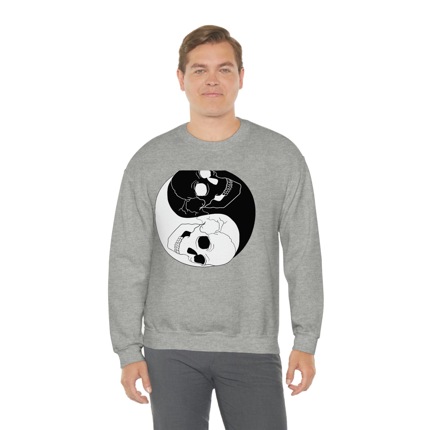 Ying Yang Skulls, Goth Aesthetic Sweatshirt