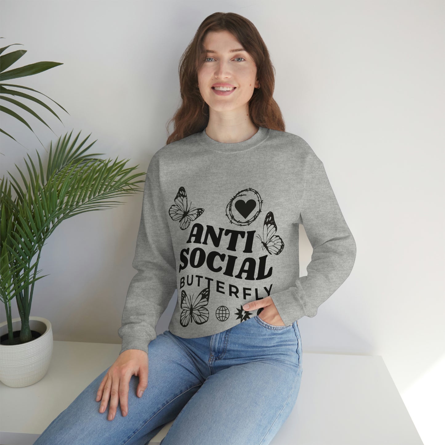 Anti Social Butterfly, Goth Aesthetic Sweatshirt