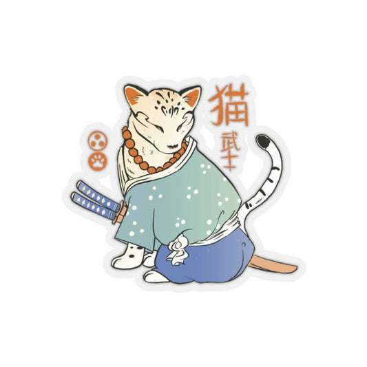 Japanese Aesthetic Samurai Cat Sticker