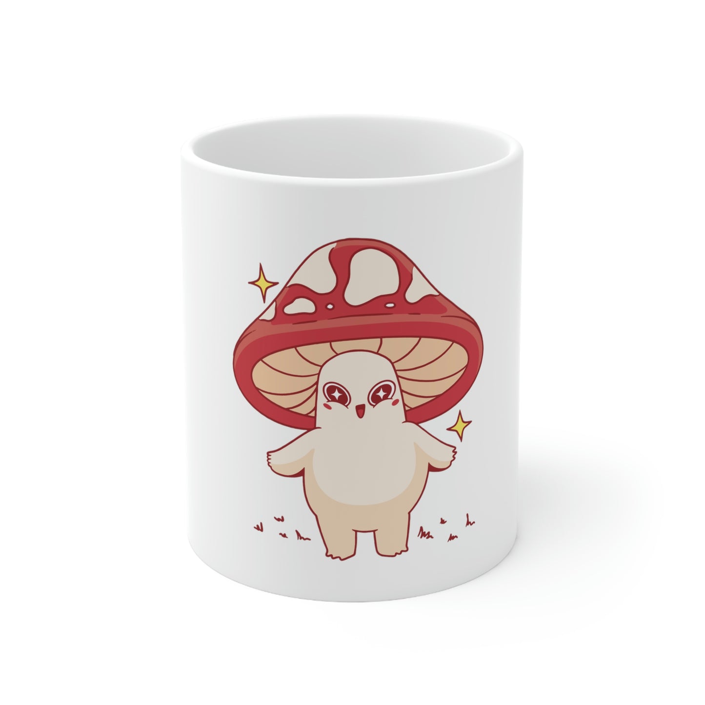 Pastel Kawaii Aesthetic, Yami Kawaii, Japanese Aesthetic Otaku Cute Mushroom White Ceramic Mug 11oz