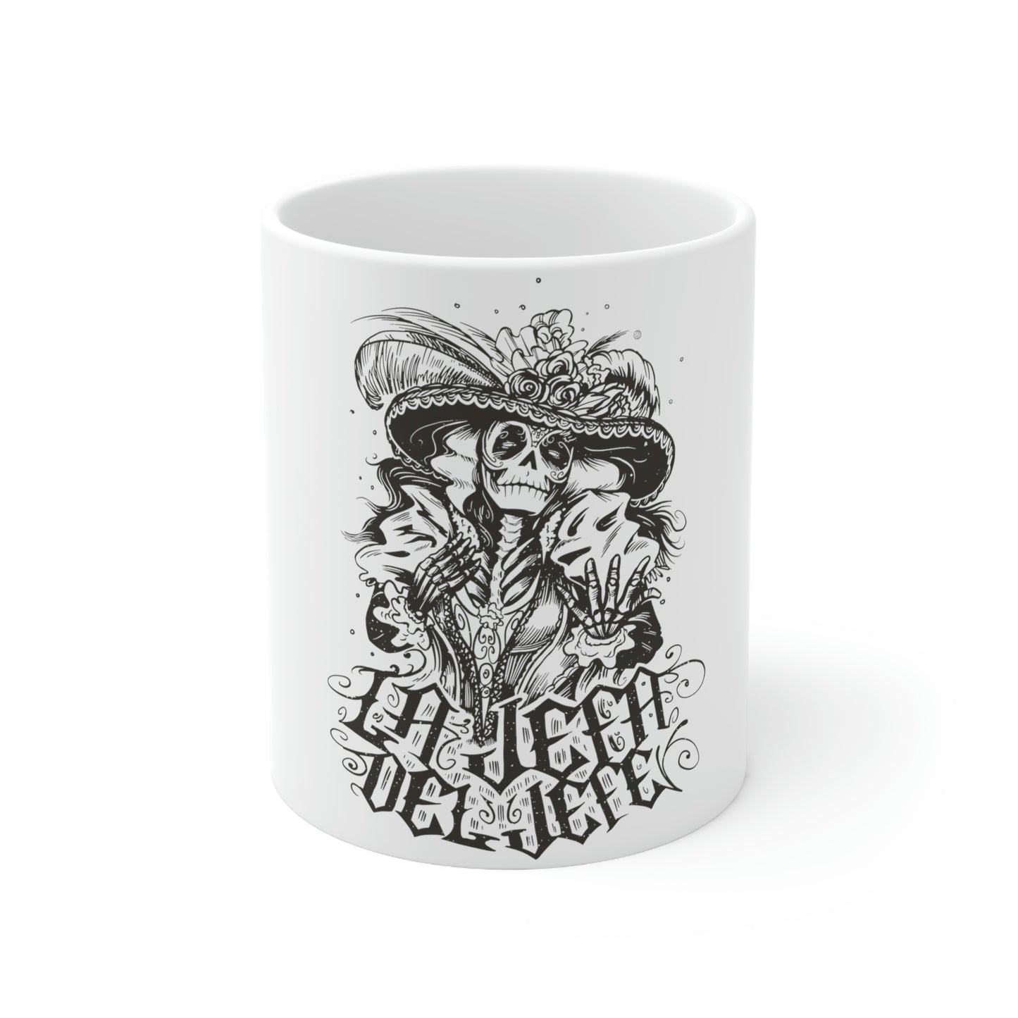 Mexican Skeleton LA JEFA DEL JEFE White Ceramic Mug