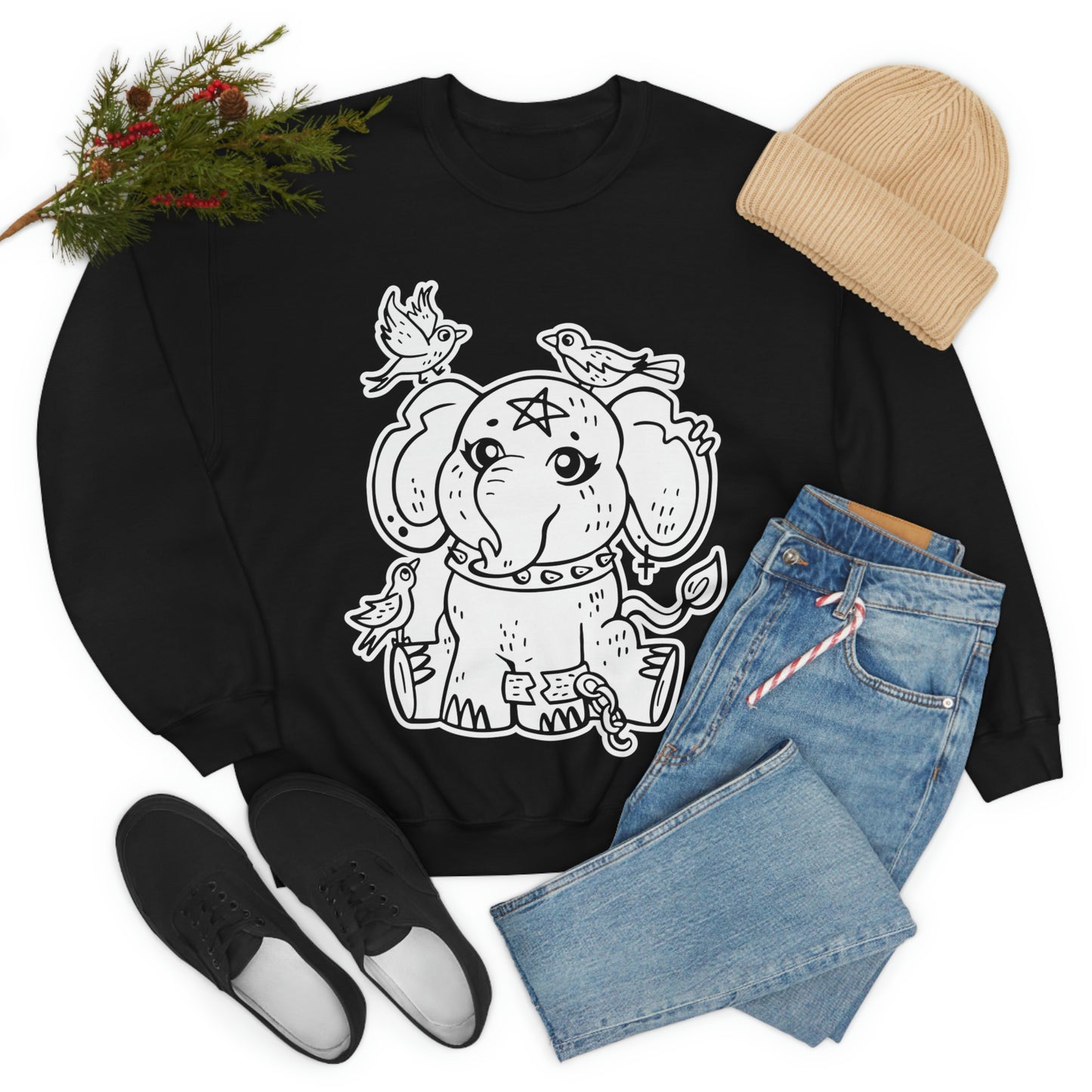 Gothic Elephant Graphic Goth Aesthetic Sweatshirt