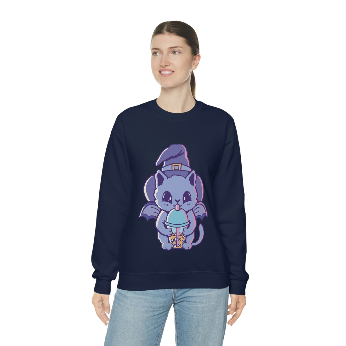 Pastel Goth Cat Witch, Goth Aesthetic Sweatshirt