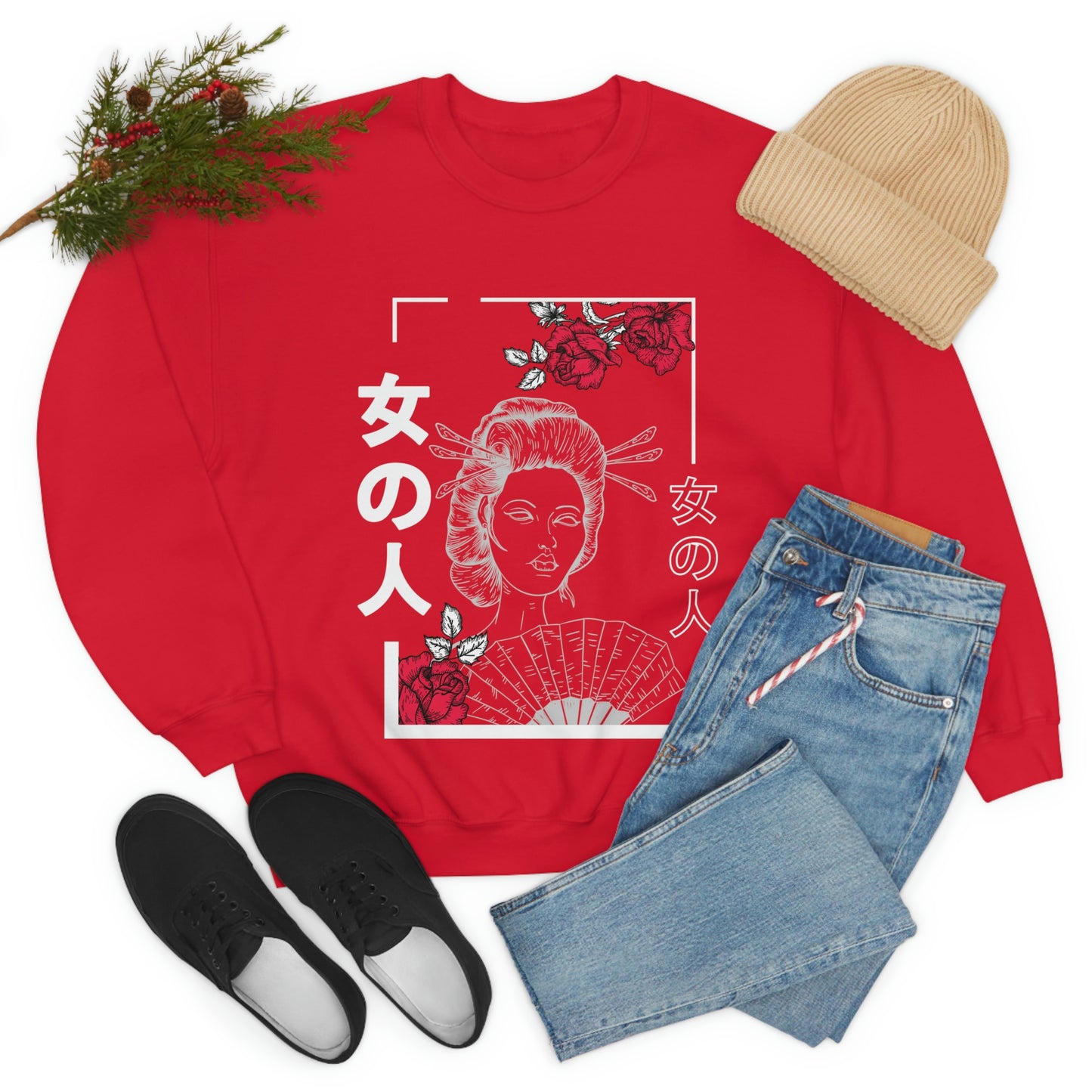 Indie Art Japanese Aesthetic Line Art Geisha Sweatshirt