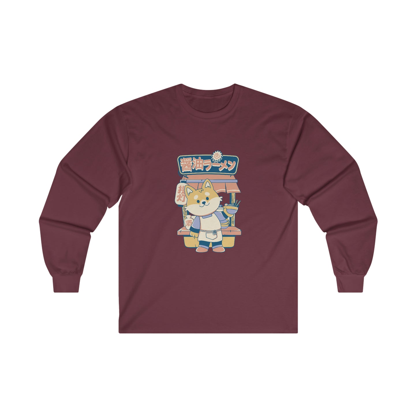 Japanese Aesthetic Ramen Shop, Corgi Long Sleeve T-Shirt