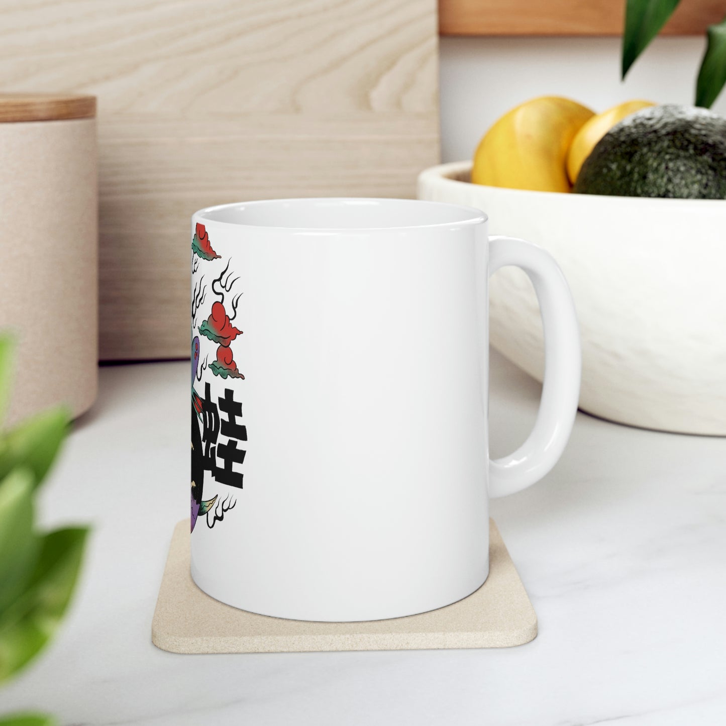 Japan Streeetwear Retro, Japanese Psychedelic Aesthetic White Ceramic Mug 11oz