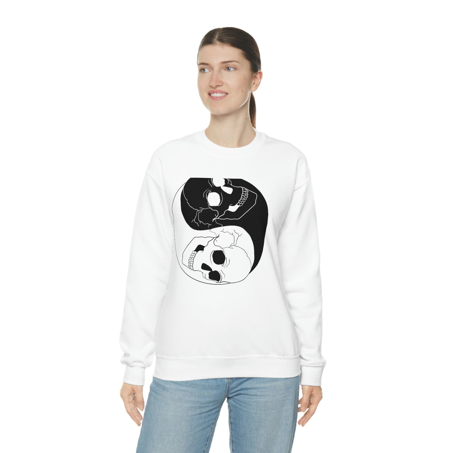 Ying Yang Skulls, Goth Aesthetic Sweatshirt