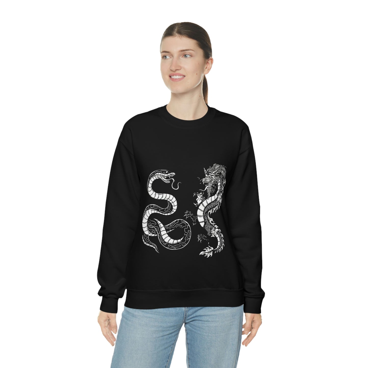 Indie Japanese Art, Japan Streeetwear Retro Ying Yang Dragons Sweatshirt