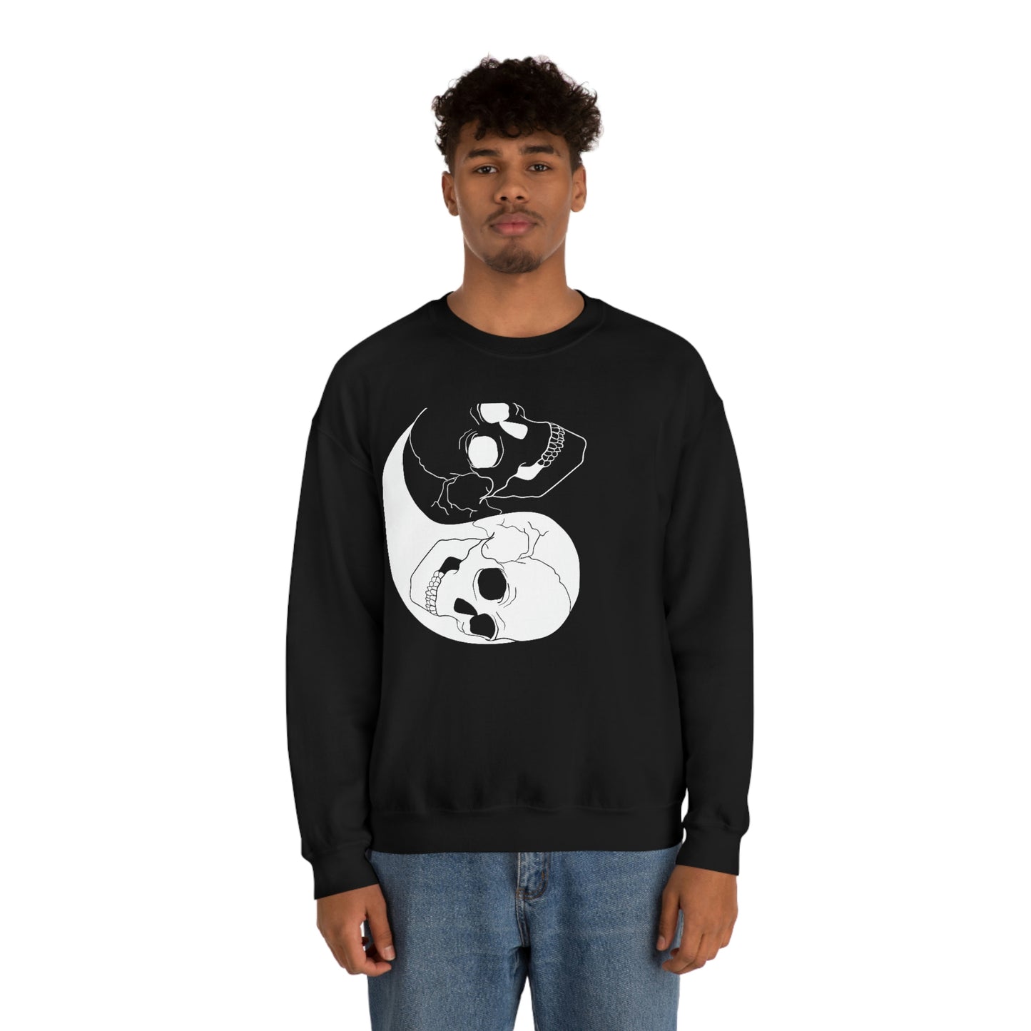 Ying Yang Skulls, Goth Aesthetic Sweatshirt