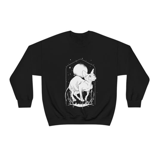 Sphynx Cat Black N White Goth Aesthetic Sweatshirt