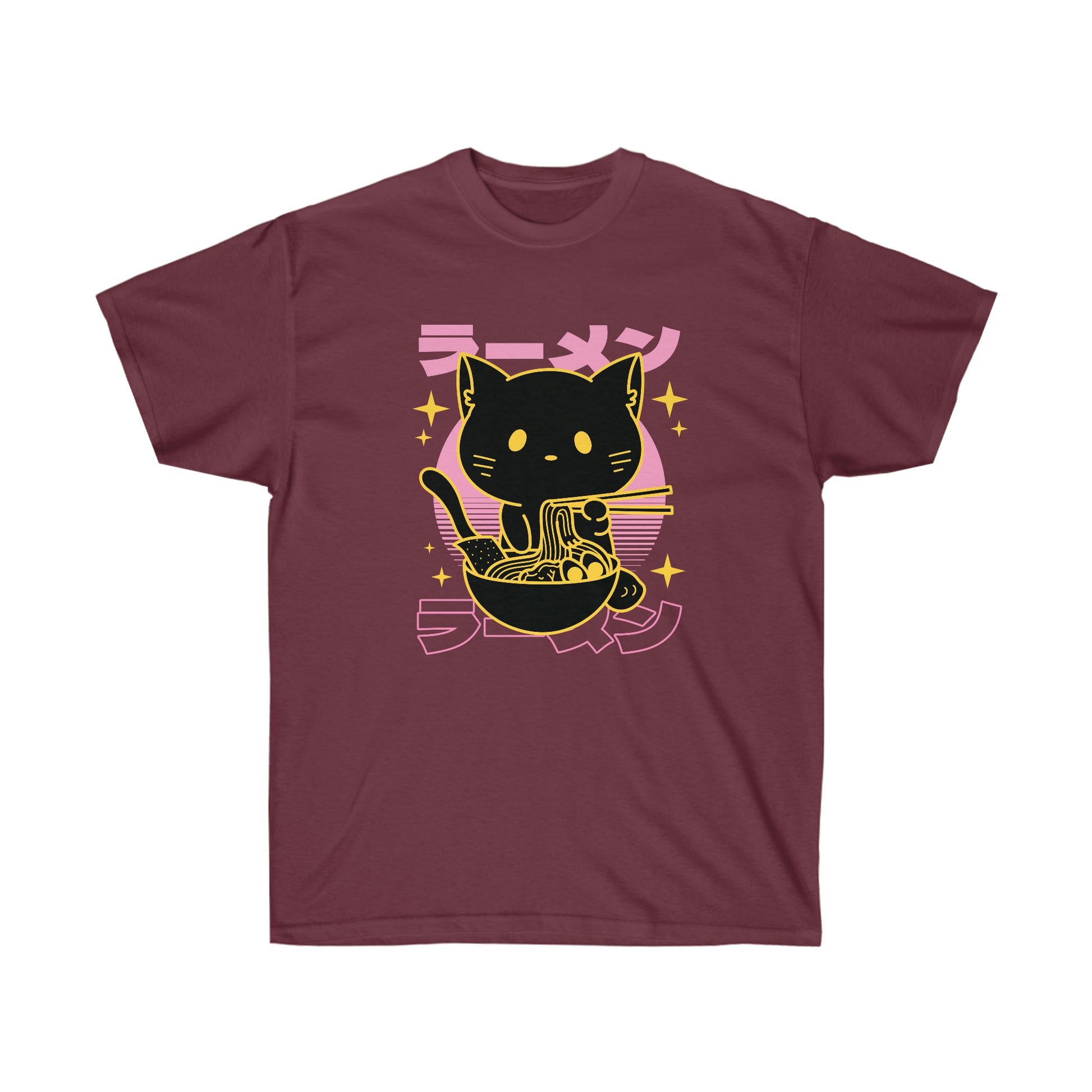 Kawaii Aesthetic Cute Cat Ramen Vaporwave T-Shirt