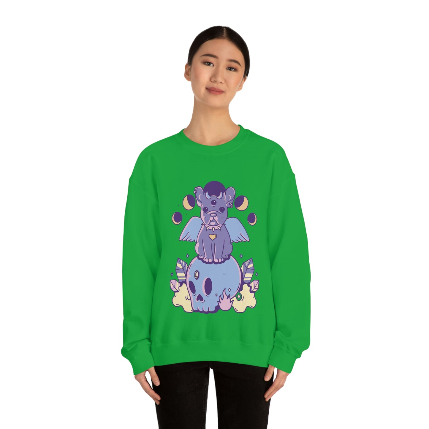 Pastel Goth Dog On Skull Goth Aesthetic Sweatshirt