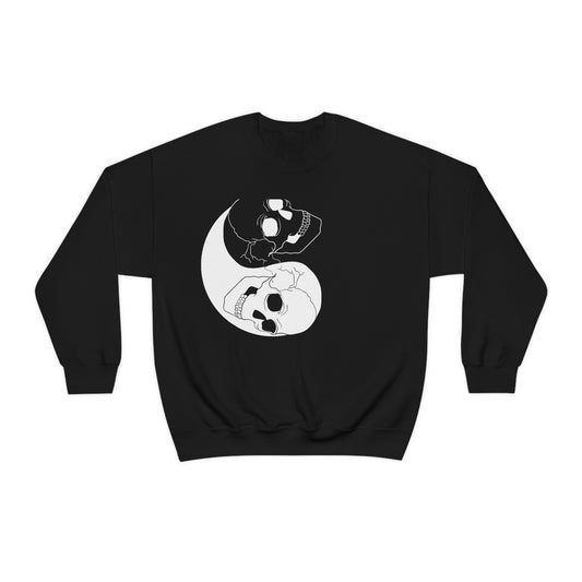 Ying Yang Skulls, Goth Aesthetic Sweatshirt