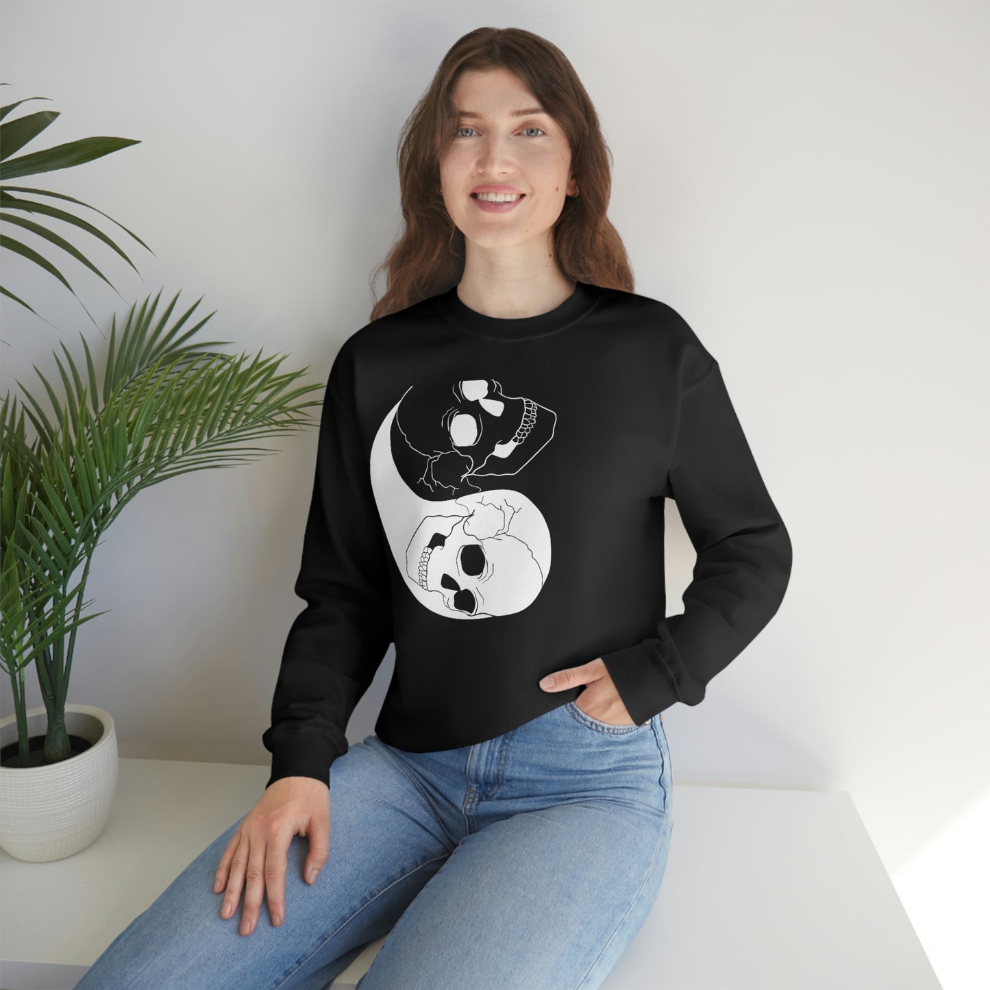 Ying Yang Skulls, Goth Aesthetic Sweatshirt