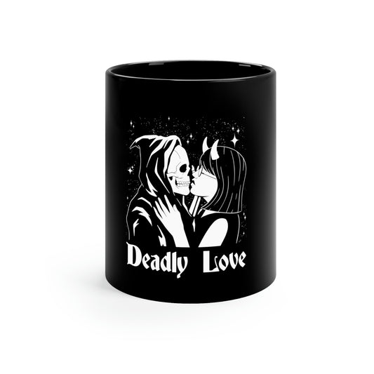 Deadly Love Skeleton Goth Aesthetic 11oz Black Mug