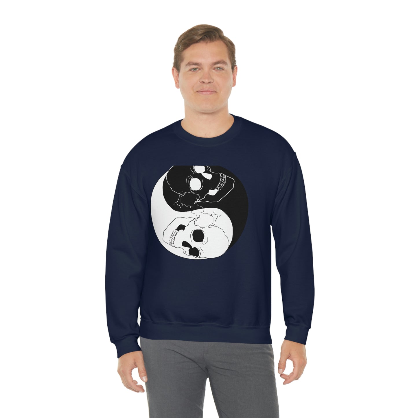 Ying Yang Skulls, Goth Aesthetic Sweatshirt