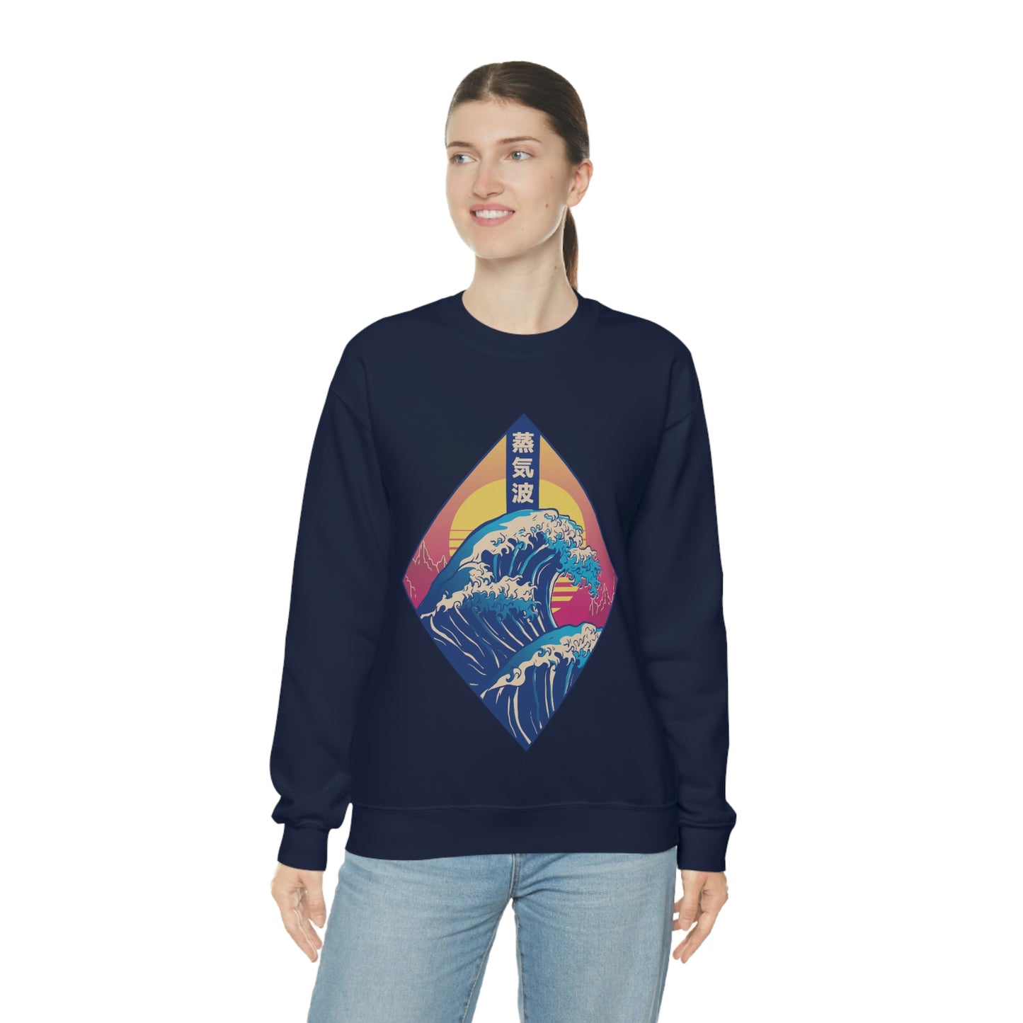 Japanese Aesthetic Retrowave The Great Wave off Kanagawa Sweatshirt