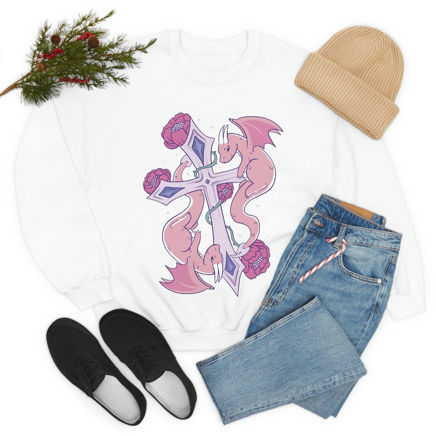 Pastel Goth Dragons, Goth Aesthetic Sweatshirt