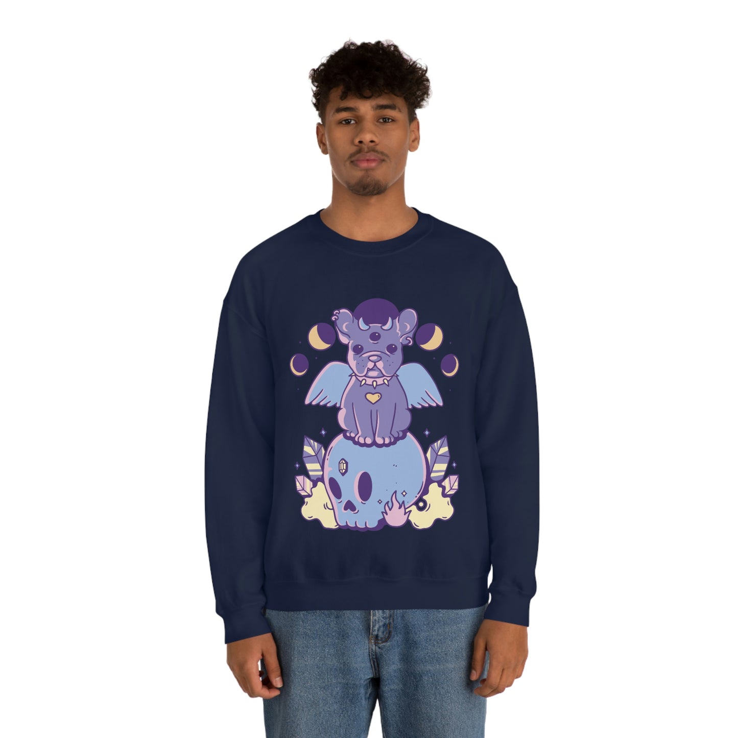 Pastel Goth Dog On Skull Goth Aesthetic Sweatshirt