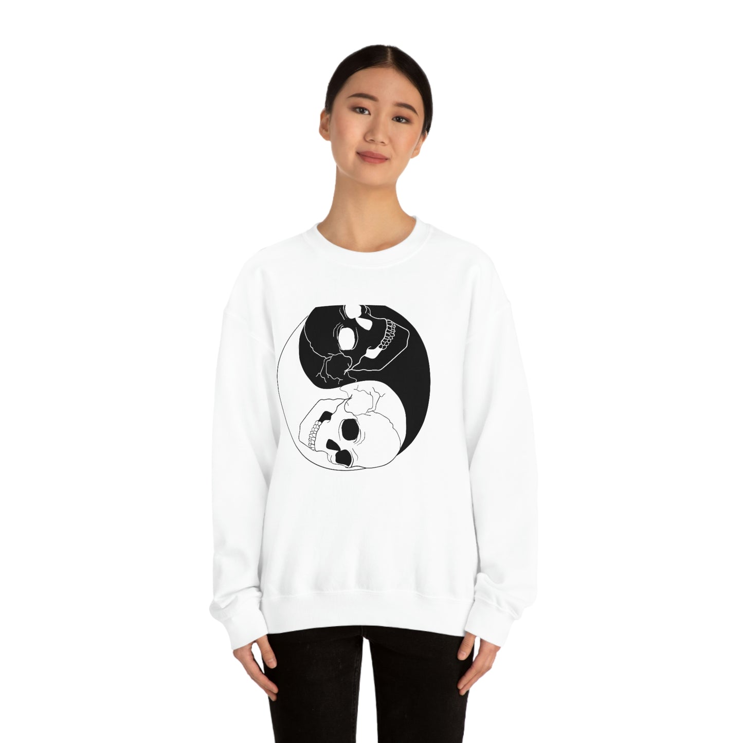 Ying Yang Skulls, Goth Aesthetic Sweatshirt