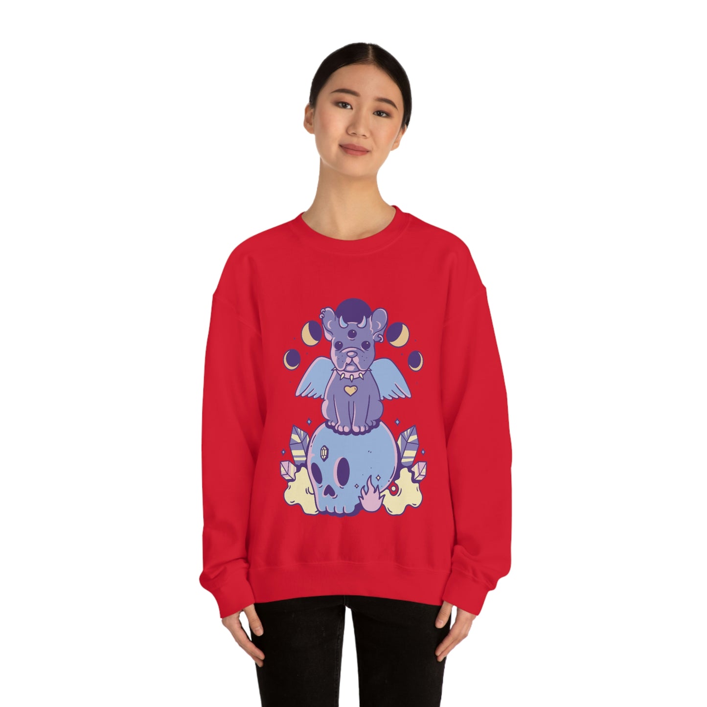 Pastel Goth Dog On Skull Goth Aesthetic Sweatshirt