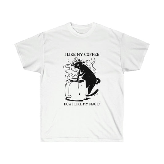I Like My Coffee How I Like My Magic Cat Goth Aesthetic T-Shirt