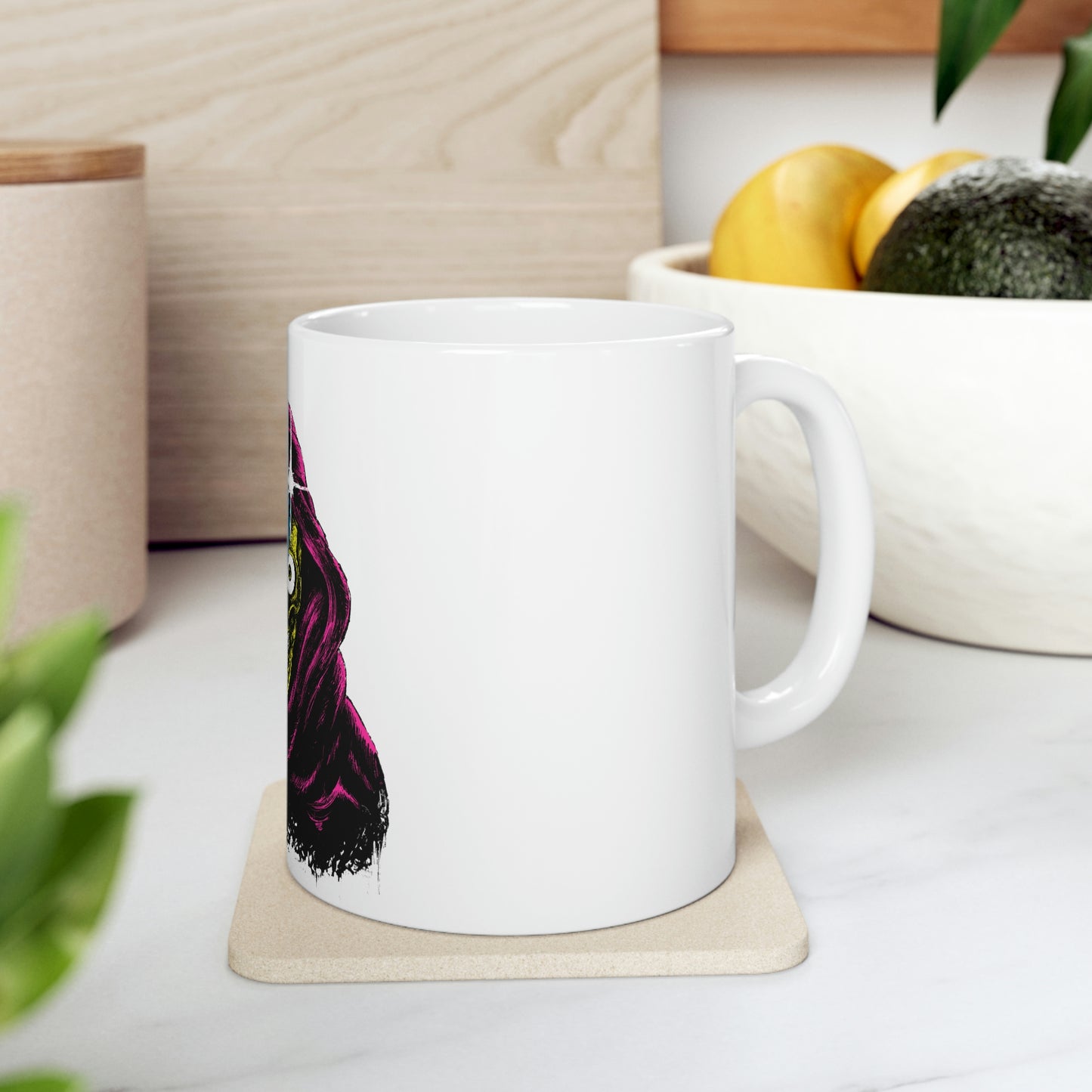 Grim Reaper With Knife Retro Goth Aesthetic White Ceramic Mug