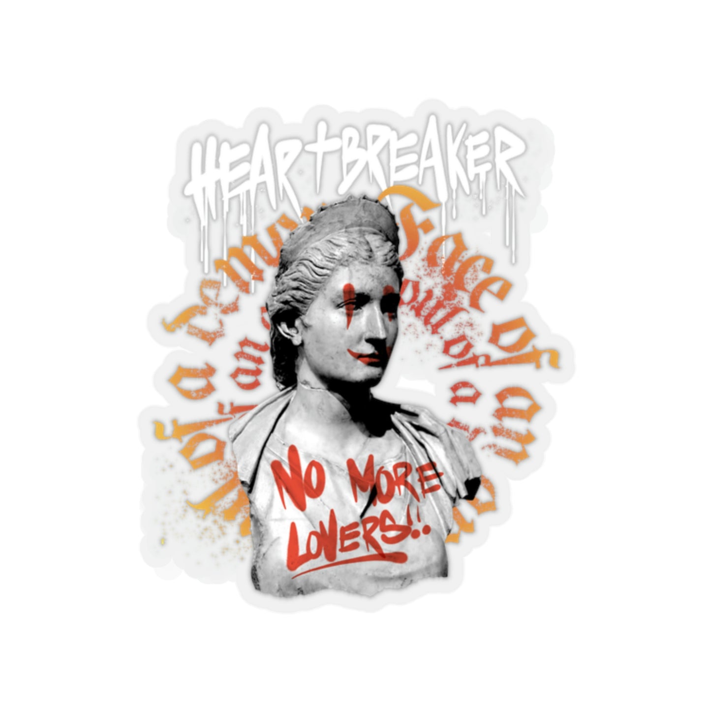 Heartbreaker Greek Statue Graffiti, Y2k Aesthetic Sticker