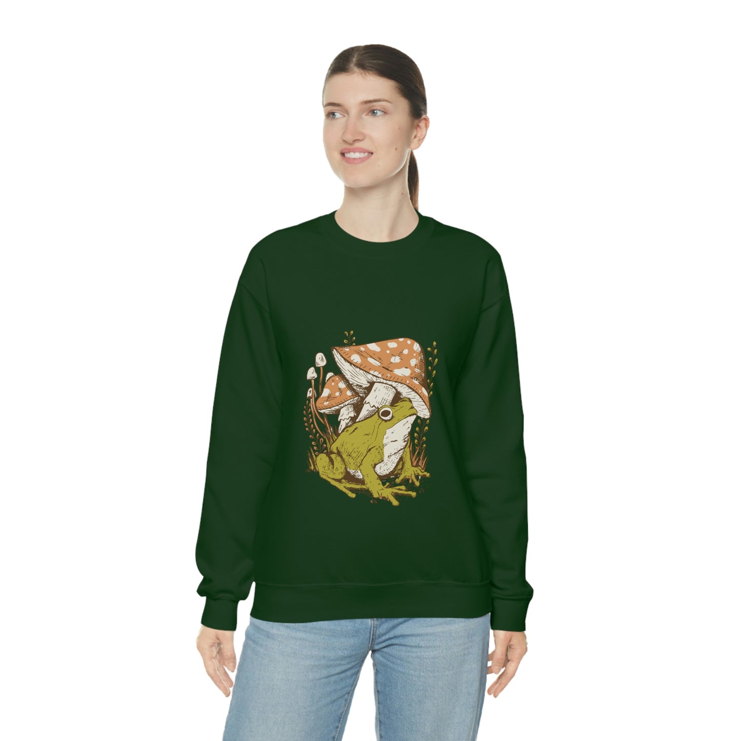 Cottagecore Aesthetic Mushrooms and Frog Sweatshirt