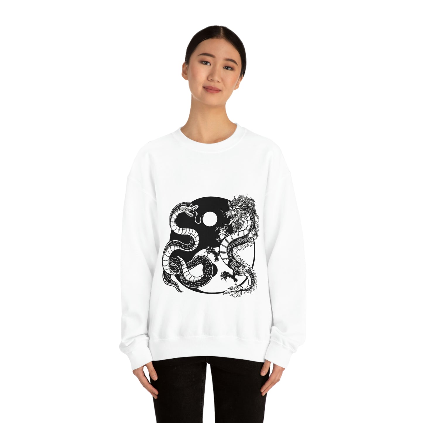 Indie Japanese Art, Japan Streeetwear Retro Ying Yang Dragons Sweatshirt