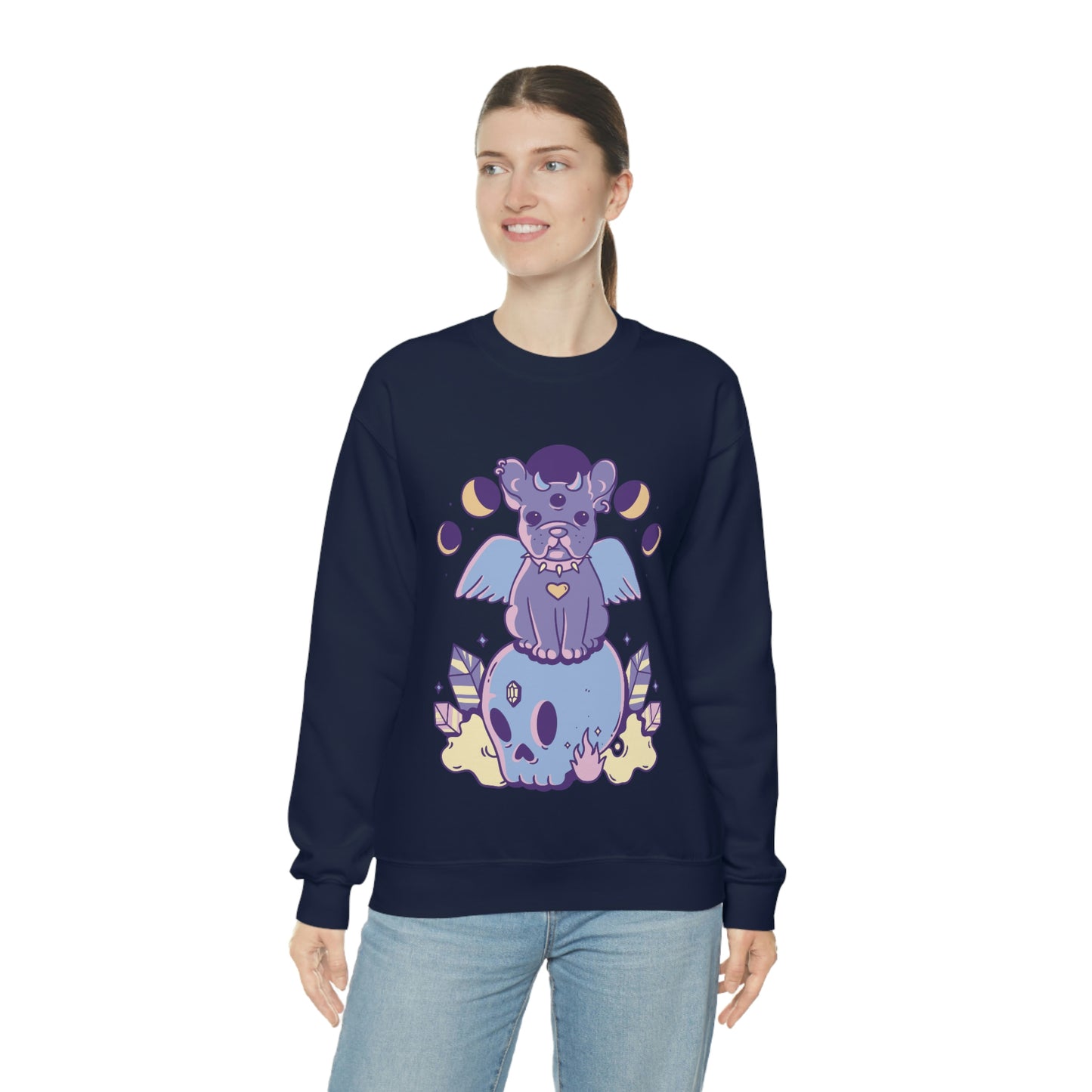 Pastel Goth Dog On Skull Goth Aesthetic Sweatshirt