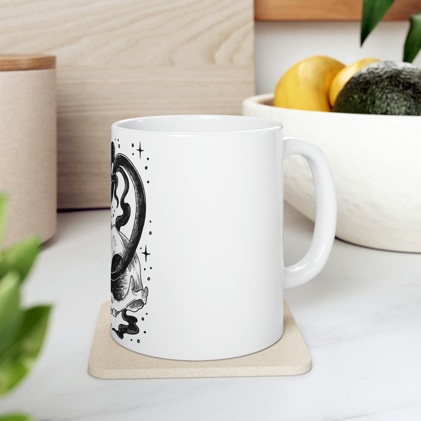 Witch Aesthetic Skull Goth Aesthetic White Ceramic Mug