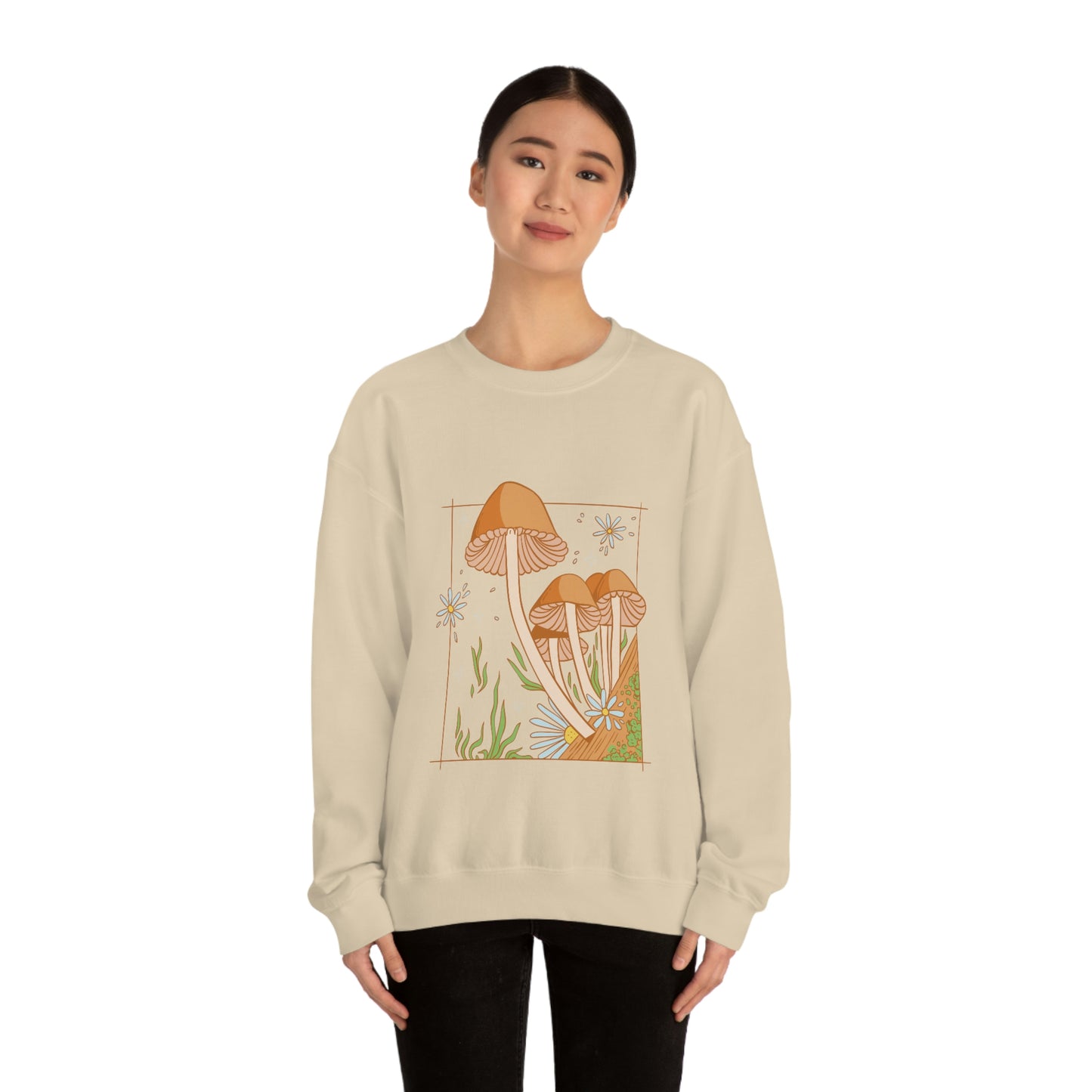 Cottagecore Aesthetic Mushrooms and Frog Sweatshirt