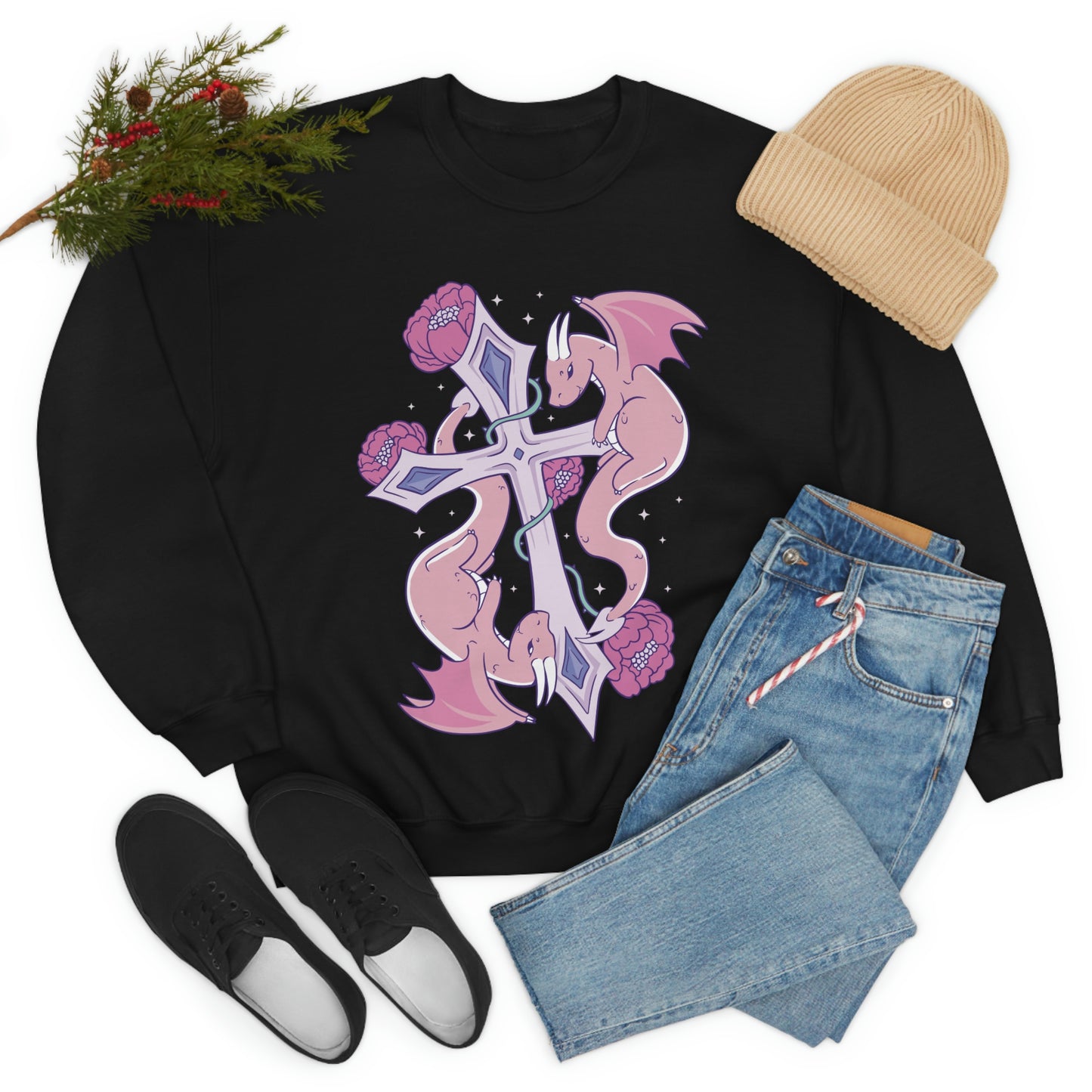 Pastel Goth Dragons, Goth Aesthetic Sweatshirt