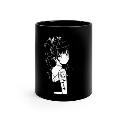 Anime Girl Goth Aesthetic 11oz Black Mug