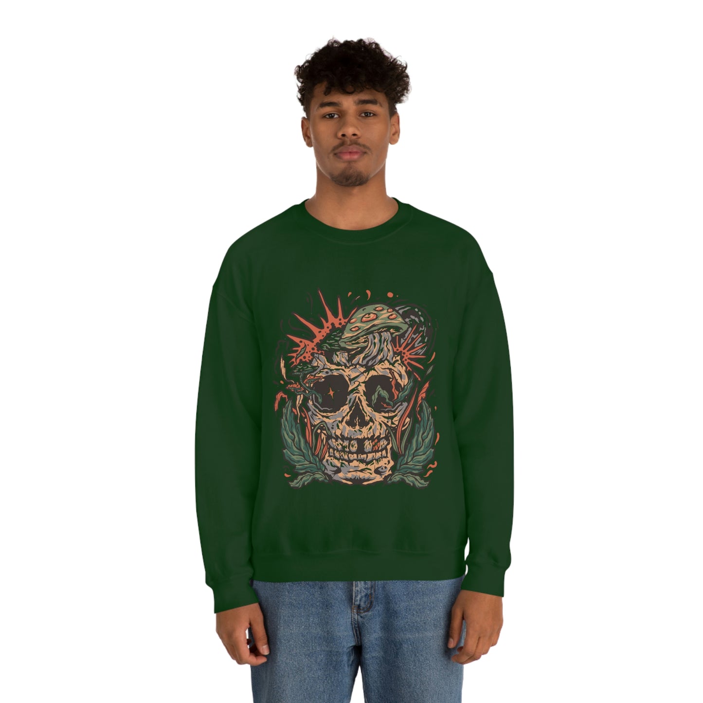 Cottagecore Skull and Mushrooms Floral Sweatshirt