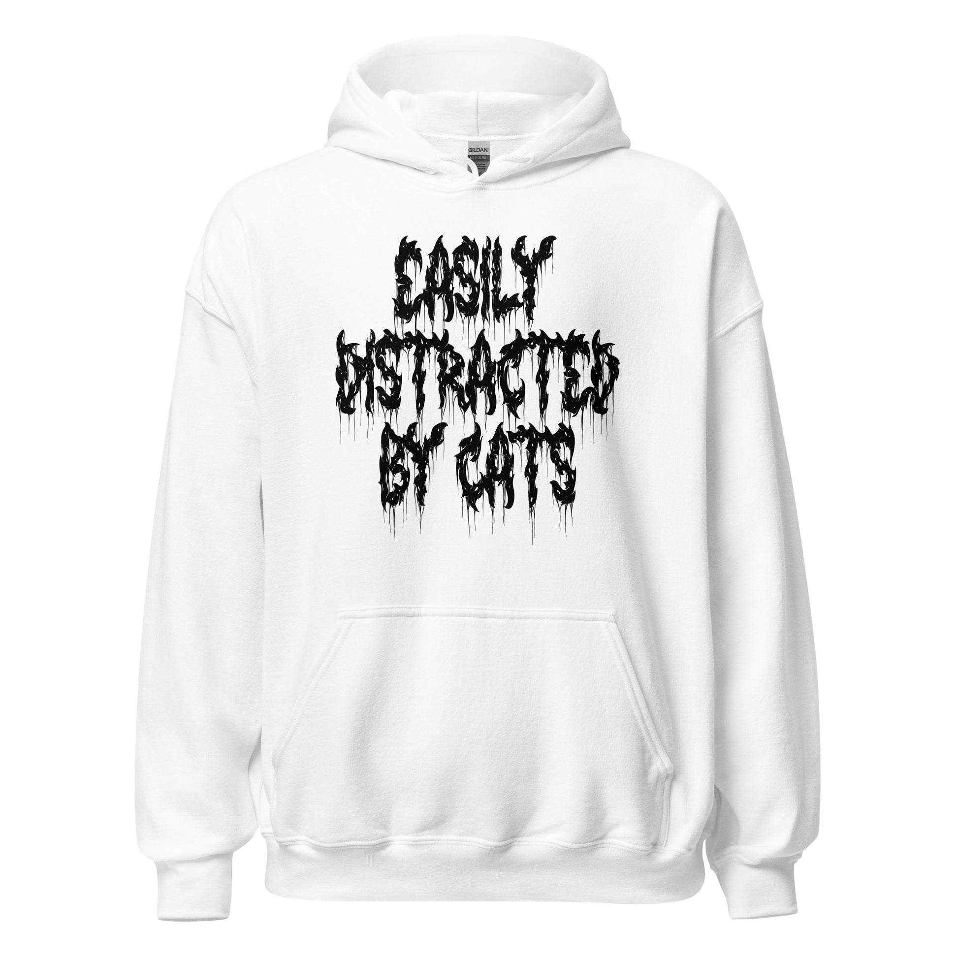 Goth Alternative Fashion Y2k Easily Distracted By Cats White Hoodie
